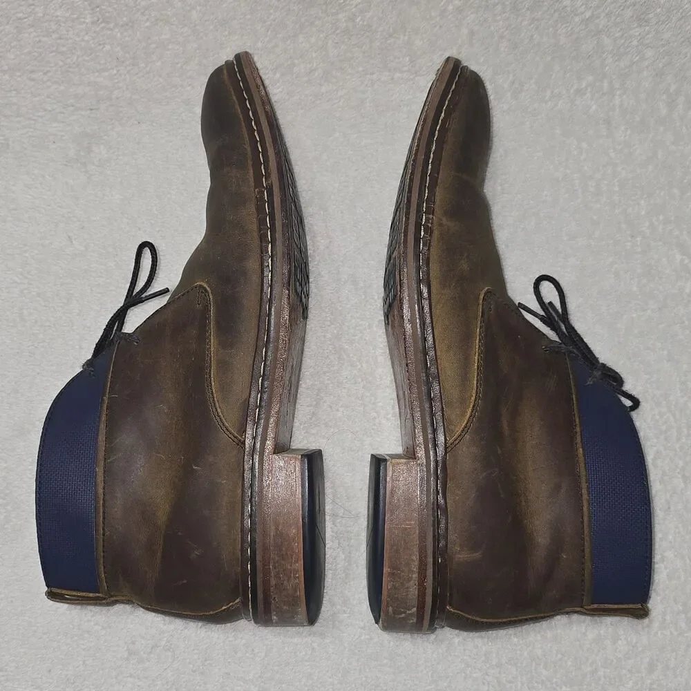 Cole Haan Men's Size 10.5 Colton Chukka Leather Boots Brown Blue Lace Up C11771